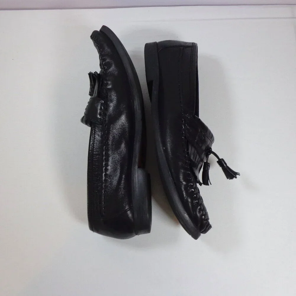 Nunn Bush Mens Black Woven Leather Penney Loafers‎ Tassels Style 84111 Size 10M